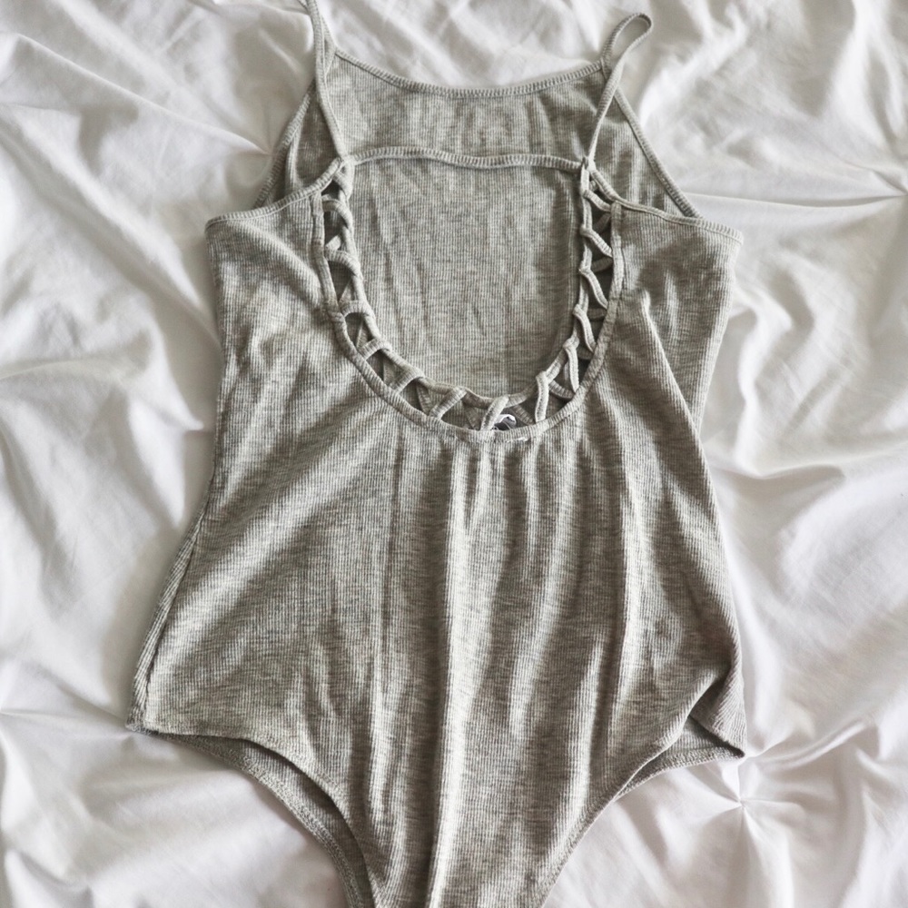 Open back grey bodysuit